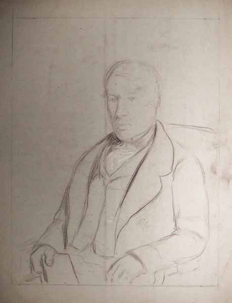 Half-Length Sketch of Man Seated in an Armchair Holding a Book